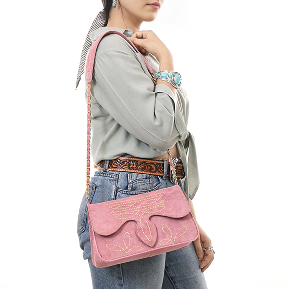 American Darling Pink Suede Western Embroidered Crossbody Bag Last Rodeo Western Wear & Hat Bar