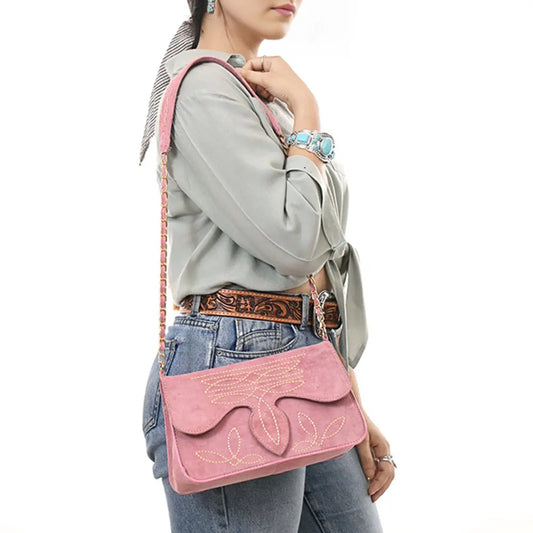 American Darling Pink Suede Western Embroidered Crossbody Bag Last Rodeo Western Wear & Hat Bar