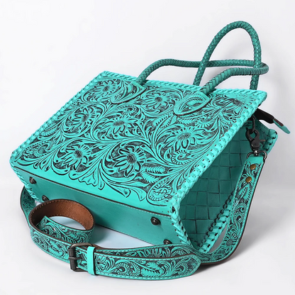 American Darling Turquoise Tooled Leather Western Tote Bag Last Rodeo Western Wear & Hat Bar