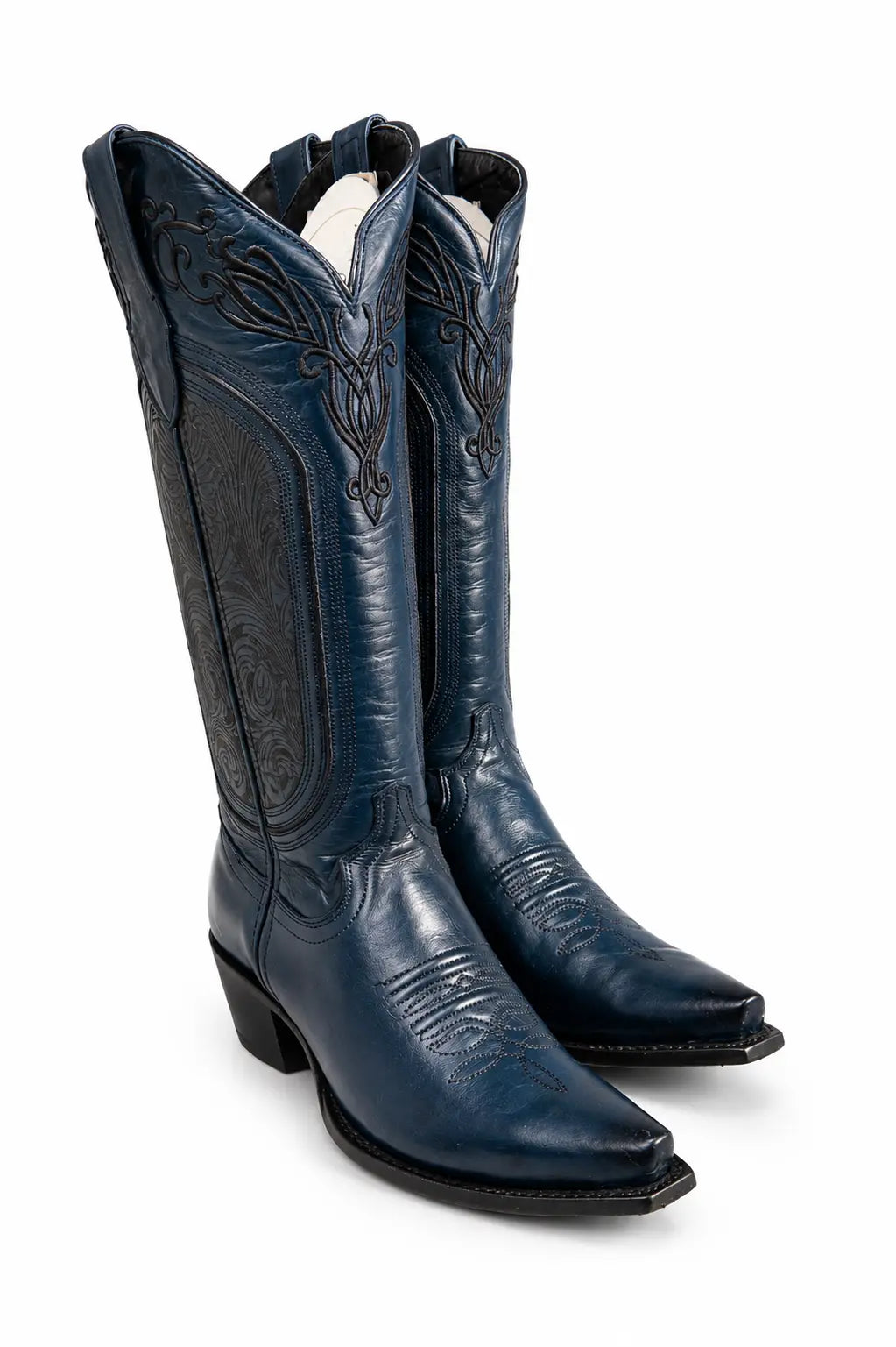Women’s Snip Toe Western Cowboy Boots – 16” Tall Embroidered Leather Last Rodeo Western Wear & Hat Bar
