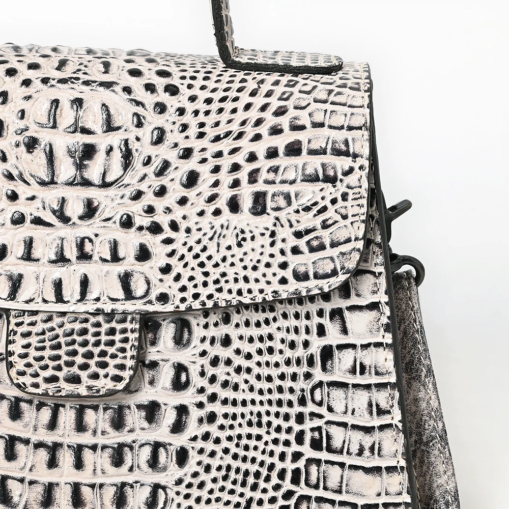 American Darling White Croc-Embossed Leather Crossbody Handbag Last Rodeo Western Wear & Hat Bar