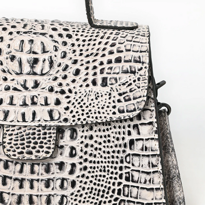 American Darling White Croc-Embossed Leather Crossbody Handbag Last Rodeo Western Wear & Hat Bar
