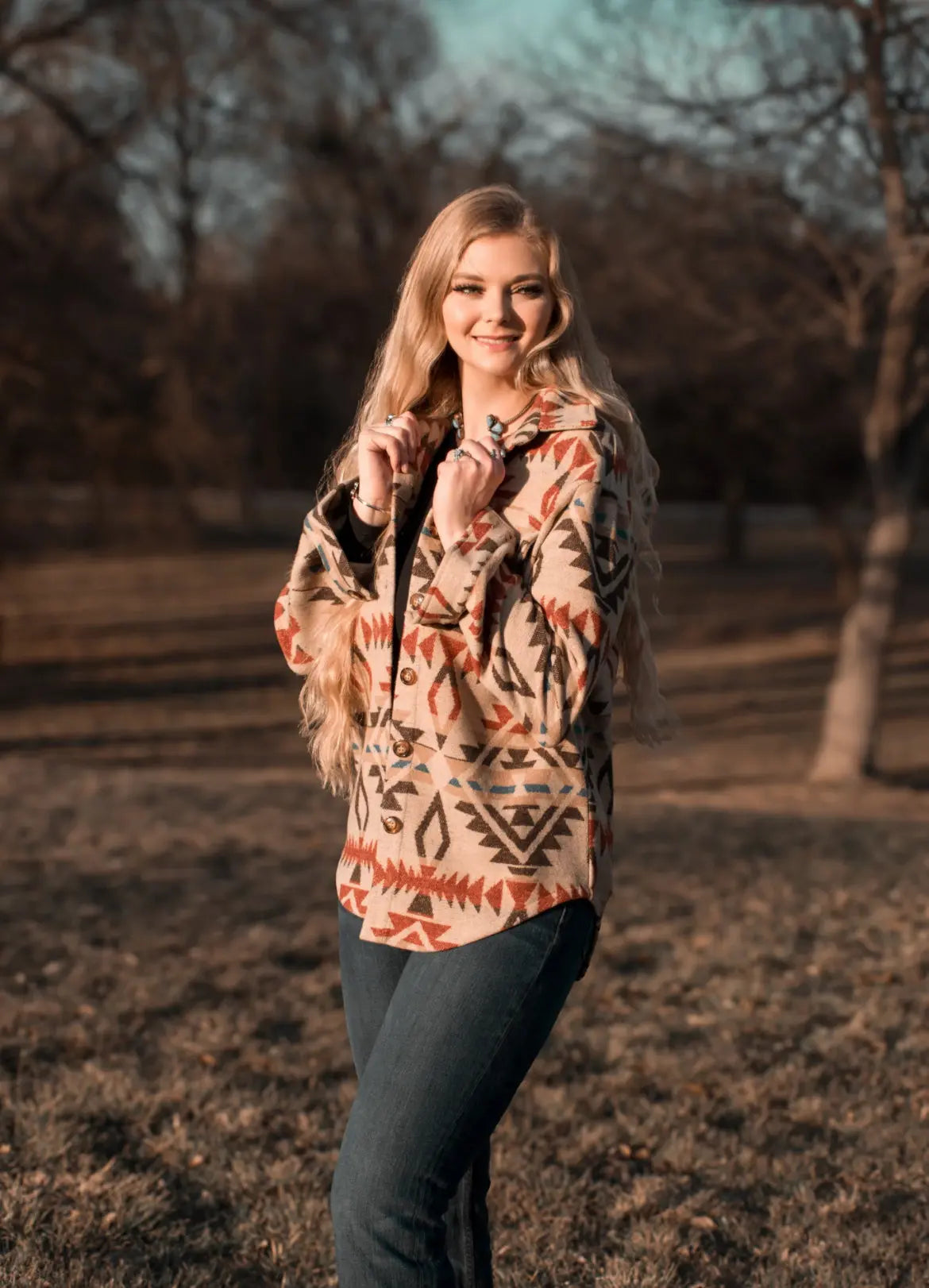 Red Rock Canyon Aztec Button-Up Jacket Last Rodeo Western Wear & Hat Bar