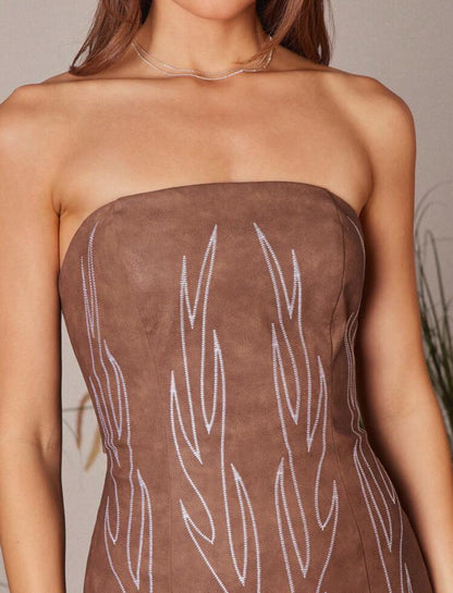 Western Flame Strapless Mini Dress