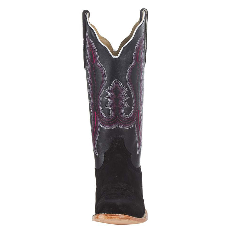 R. Watson Women’s Black Roughout Cutter Toe Cowboy Boots – 13” Last Rodeo Western Wear & Hat Bar
