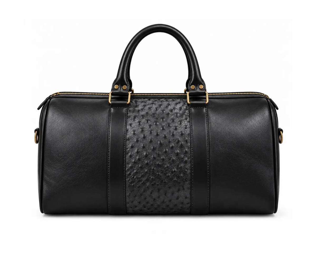 Black Ostrich Leather Western Duffle Bag – Gold Hardware Last Rodeo Western Wear & Hat Bar