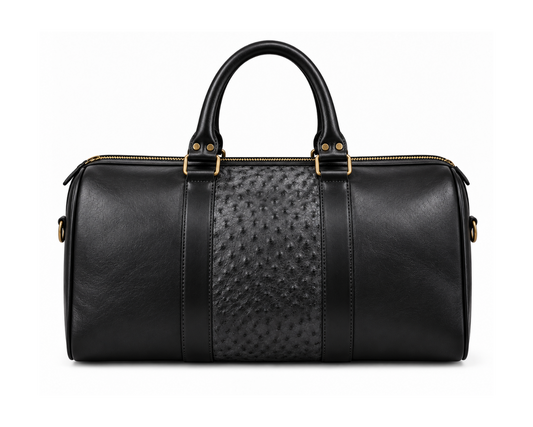 Black Ostrich Leather Western Duffle Bag – Gold Hardware Last Rodeo Western Wear & Hat Bar