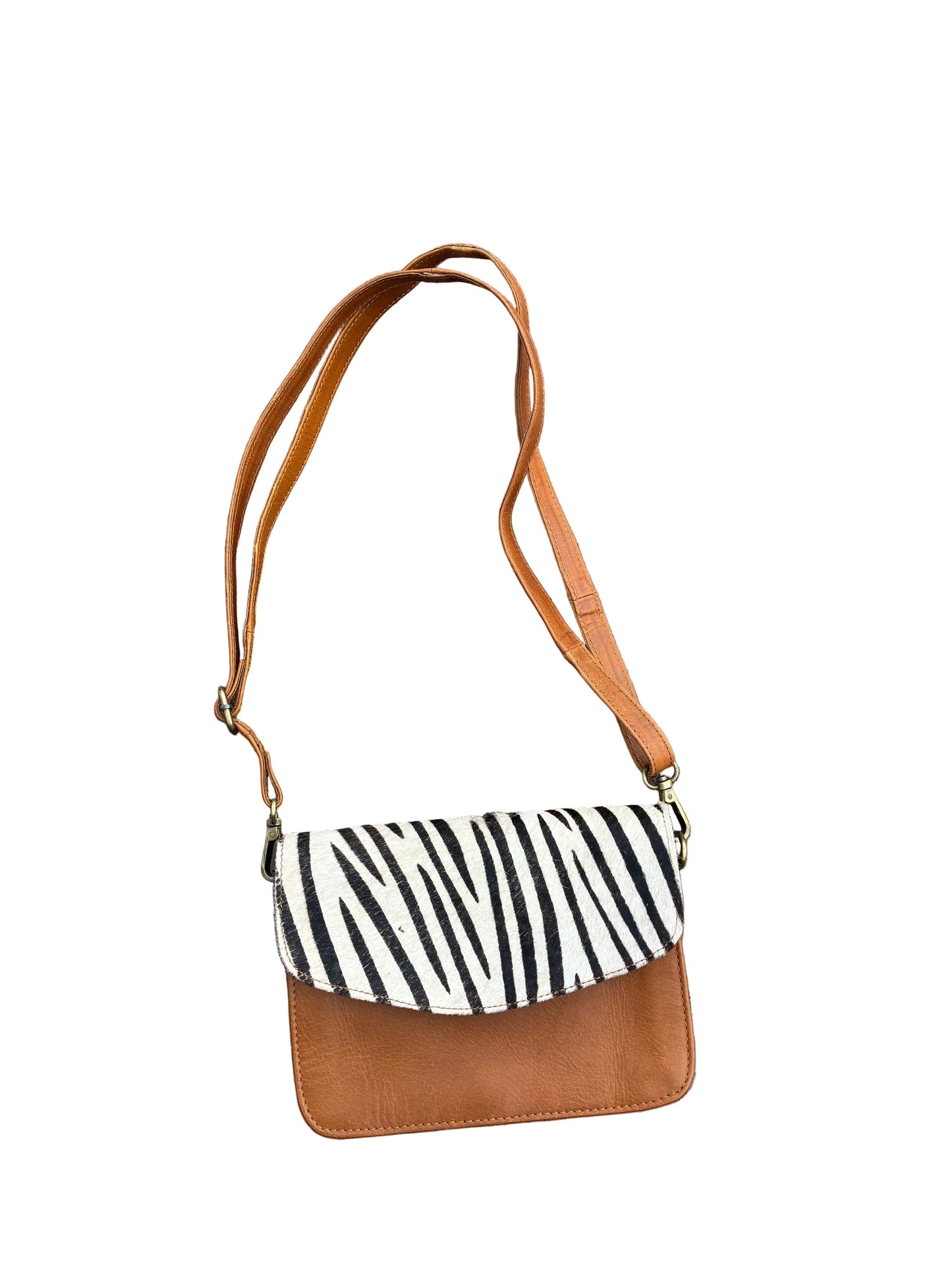 Zebra Print Cowhide Flap Leather Crossbody Bag Last Rodeo Western Wear & Hat Bar