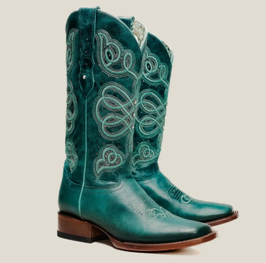 Turquoise Embroidered Cowgirl Boots