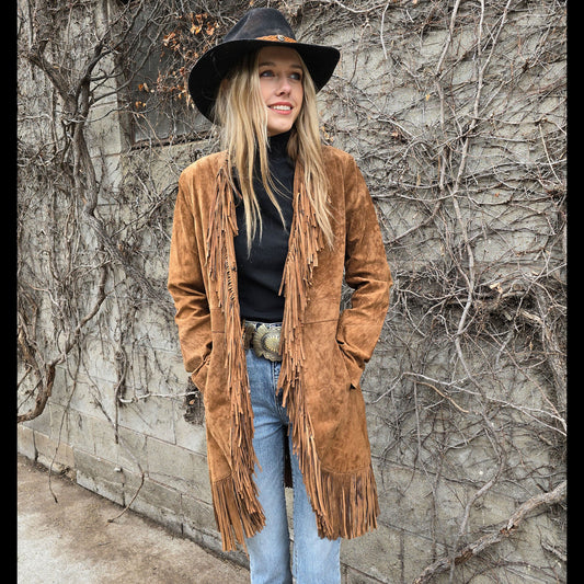 Suede Fringe Coat - Cinnamon - Scully - JSY2C