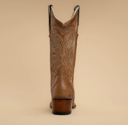 Dusty Caramel Embroidered Cowgirl Boots