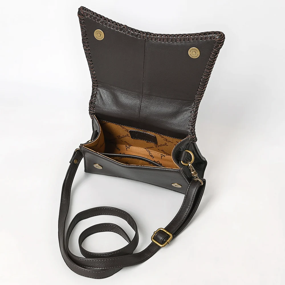 American Darling Cowhide Cowboy Scene Leather Crossbody Bag Last Rodeo Western Wear & Hat Bar