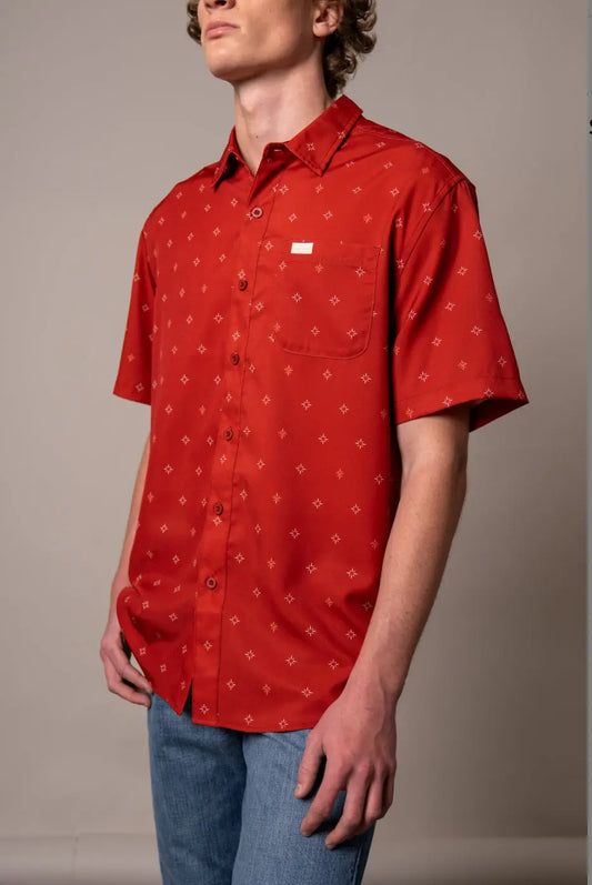 Kimes Ranch Dunn Short Sleeve Western Shirt – Red Star Print Kimes Ranch
