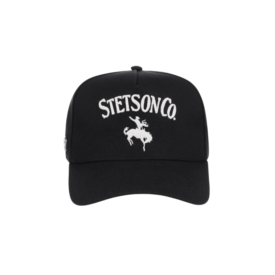 Stetson Co. ball cap in black with raised Stetson Co. embroidery, front view