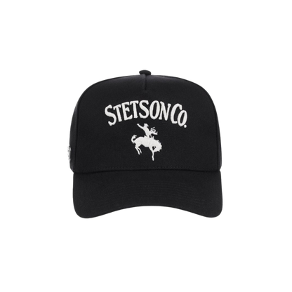 Stetson Co. ball cap in black with raised Stetson Co. embroidery, front view