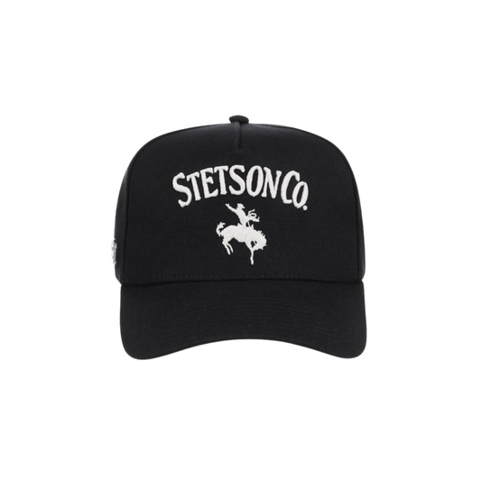 Stetson Co. ball cap in black with raised Stetson Co. embroidery, front view