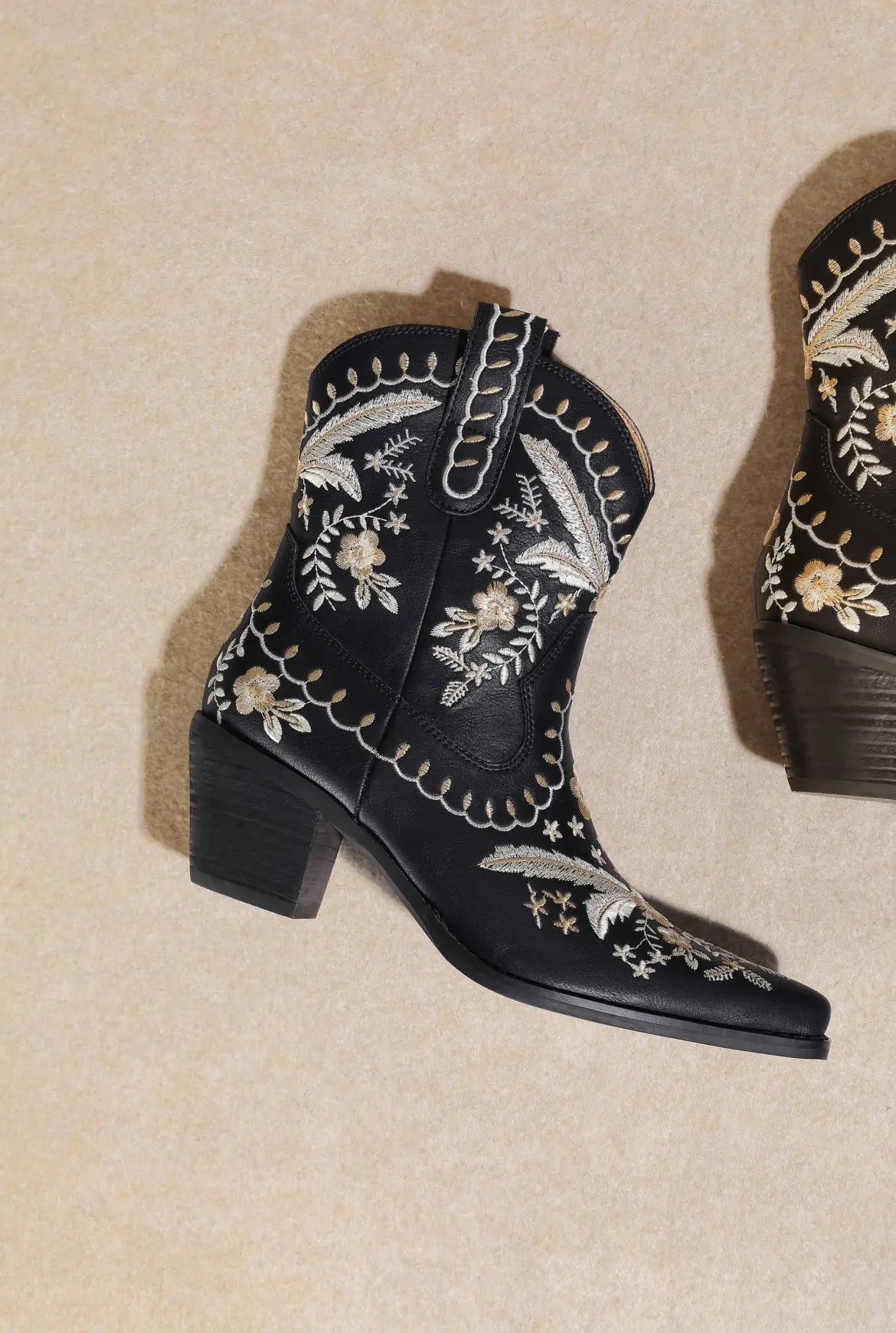 Black Embroidered Floral Western Ankle Boots Last Rodeo Western Wear & Hat Bar