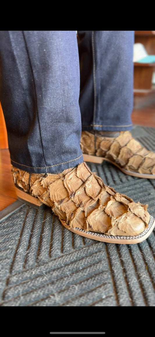 Exotic Fish Skin Square Toe Cowboy Boot Last Rodeo Western Wear & Hat Bar