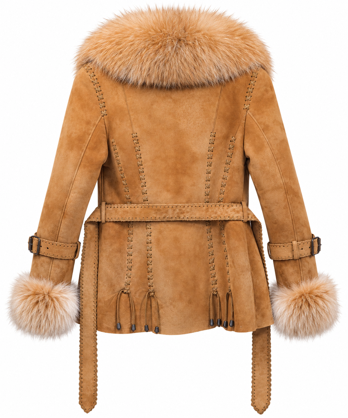Women’s Luxury Fox Fur & Lambskin Shearling Western Coat