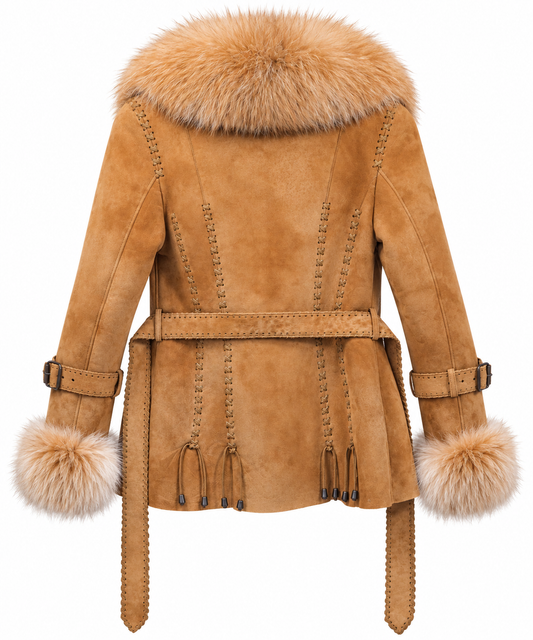 Women’s Luxury Fox Fur & Lambskin Shearling Western Coat