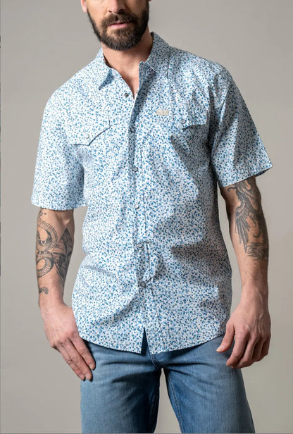 Kimes Ranch Bascom Short Sleeve Western Shirt – Blue Floral Print Last Rodeo Western Wear & Hat Bar