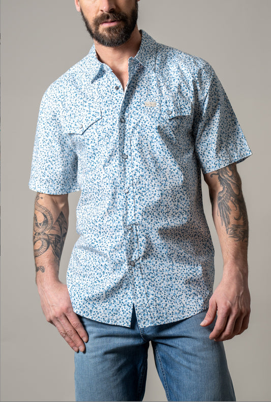 Kimes Ranch Bascom Short Sleeve Western Shirt – Blue Floral Print