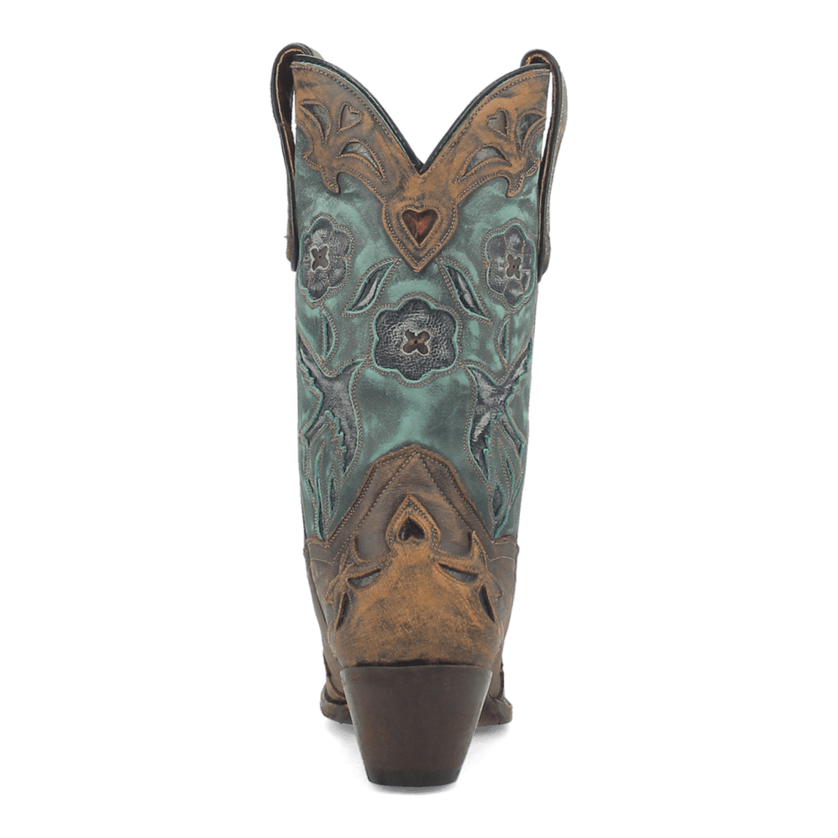 Vintage Bluebird Leather Boot - Chocolate/Teal, back angle