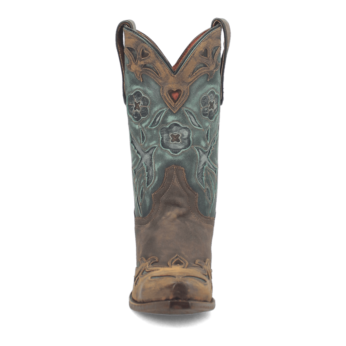 Vintage Bluebird Leather Boot - Chocolate/Teal, front angle