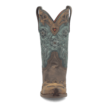 Vintage Bluebird Leather Boot - Chocolate/Teal, front angle