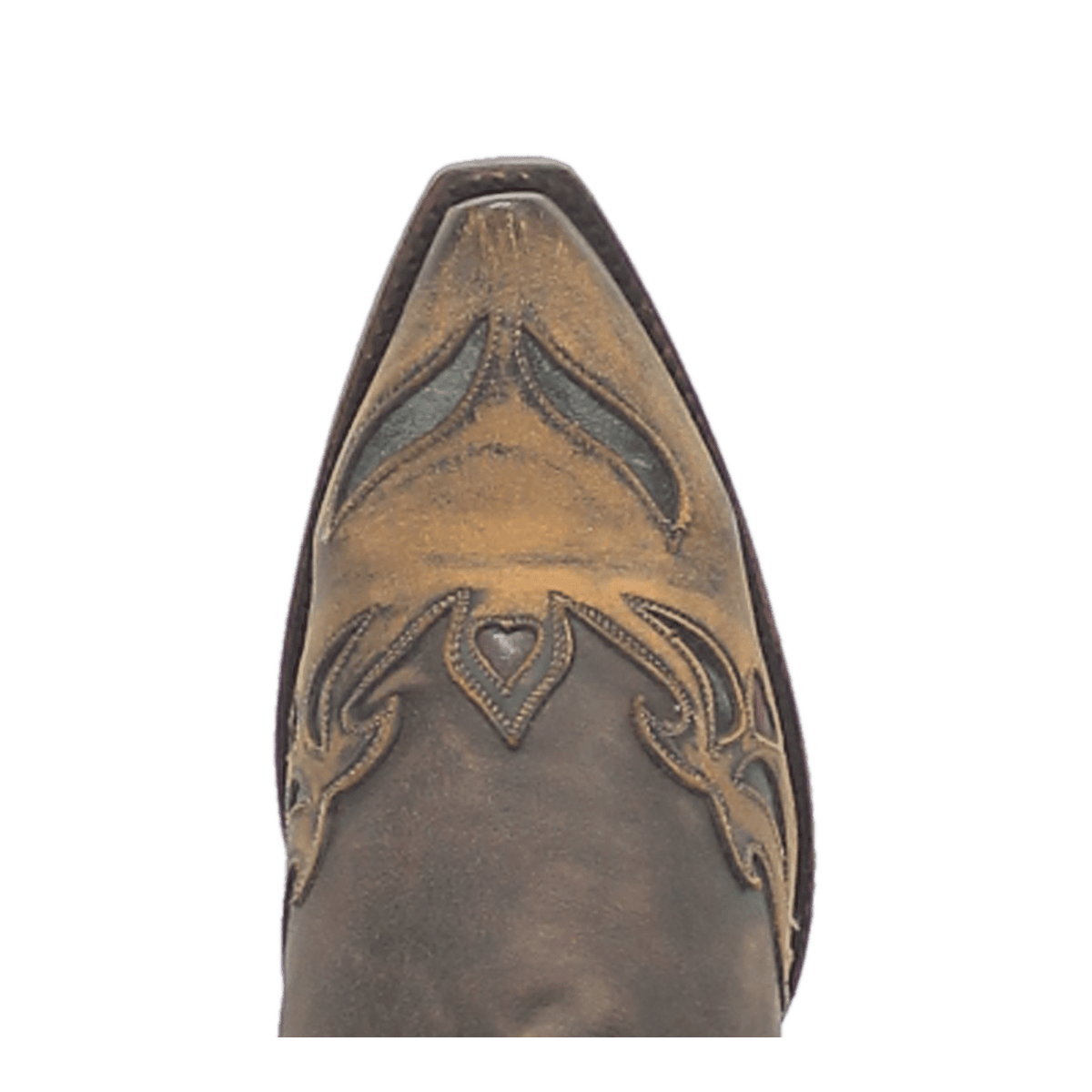 Vintage Bluebird Leather Boot - Chocolate/Teal, toe angle