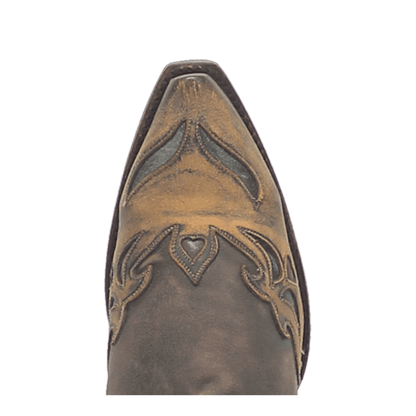 Vintage Bluebird Leather Boot - Chocolate/Teal, toe angle