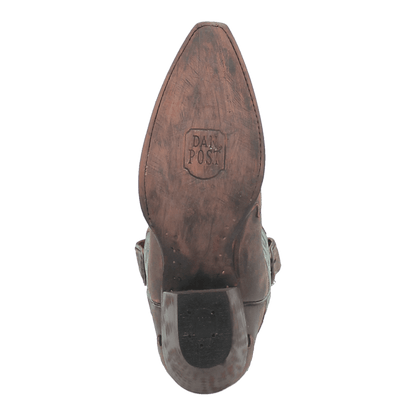 Vintage Bluebird Leather Boot - Chocolate/Teal, outsole angle