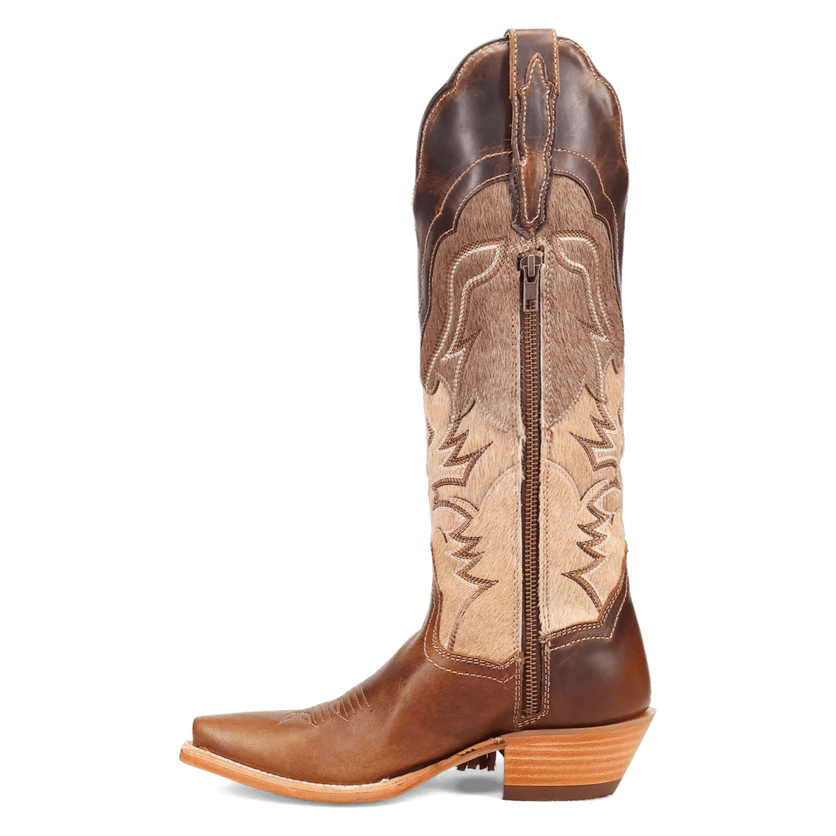 Dayla Leather Boot - Tan, outside angle