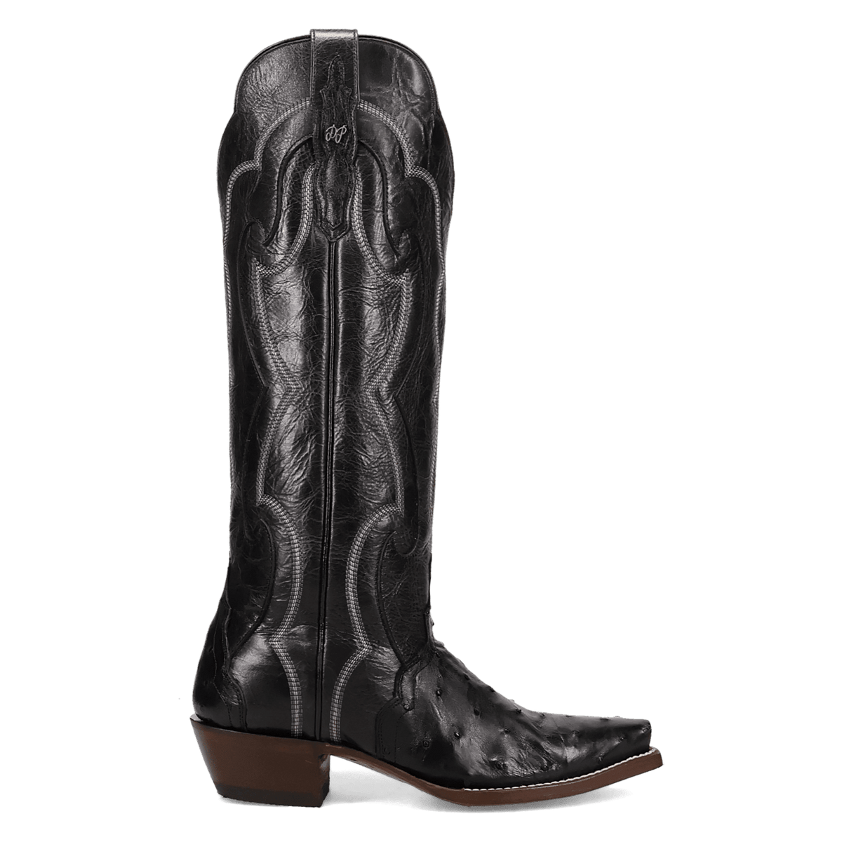 Maravilla Full Quill Ostrich Boot - Black, inside angle