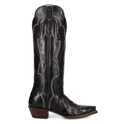 Maravilla Full Quill Ostrich Boot - Black, inside angle