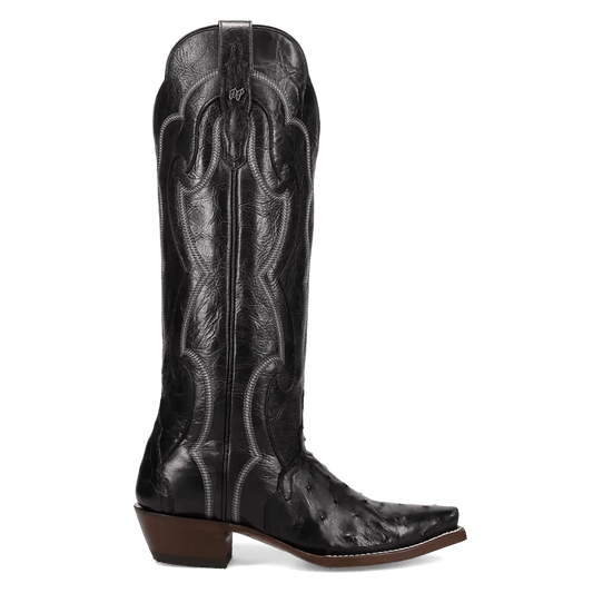 Maravilla Full Quill Ostrich Boot - Black, inside angle
