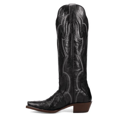 Maravilla Full Quill Ostrich Boot - Black, outside angle
