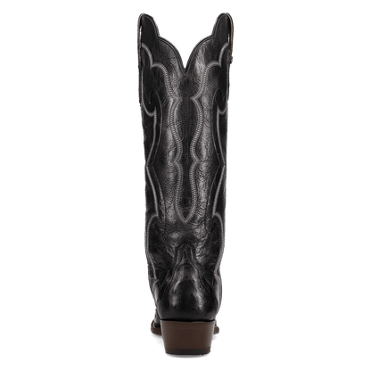 Maravilla Full Quill Ostrich Boot - Black, back angle