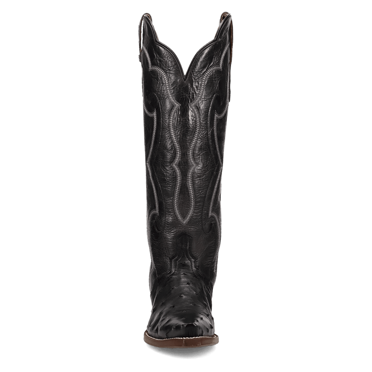 Maravilla Full Quill Ostrich Boot - Black, front angle