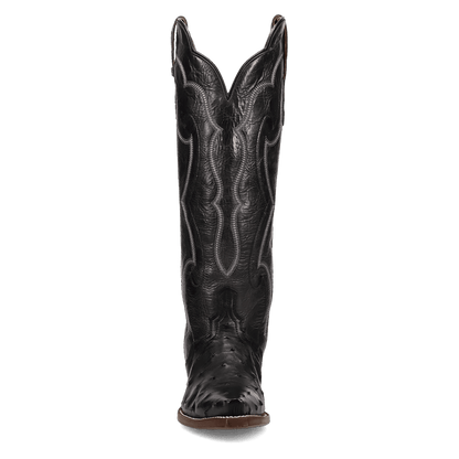 Maravilla Full Quill Ostrich Boot - Black, front angle