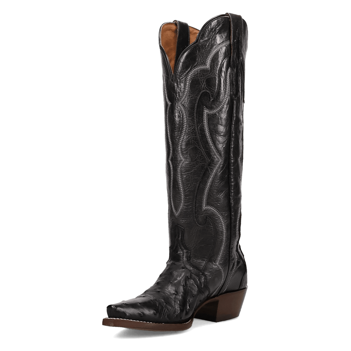 Maravilla Full Quill Ostrich Boot - Black, side angle