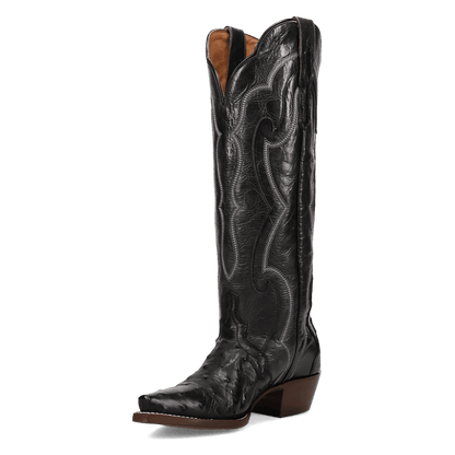 Maravilla Full Quill Ostrich Boot - Black, side angle