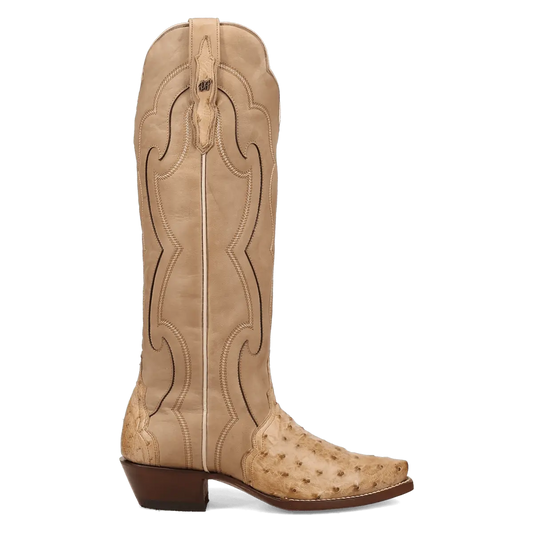 Maravilla Full Quill Ostrich Boot - Tan, inside angle