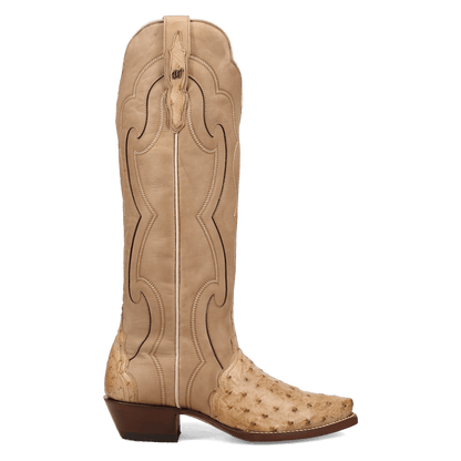 Maravilla Full Quill Ostrich Boot - Tan, inside angle