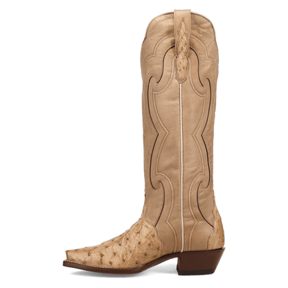 Maravilla Full Quill Ostrich Boot - Tan, outside angle