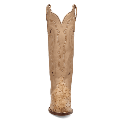 Maravilla Full Quill Ostrich Boot - Tan, front angle