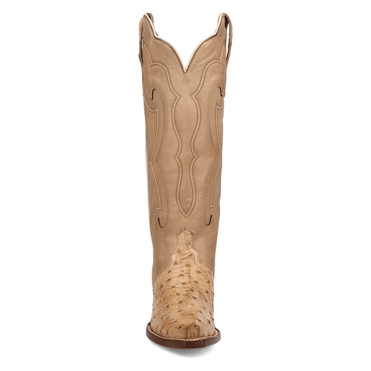 Maravilla Full Quill Ostrich Boot - Tan, front angle