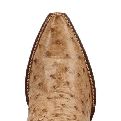 Maravilla Full Quill Ostrich Boot - Tan, toe angle