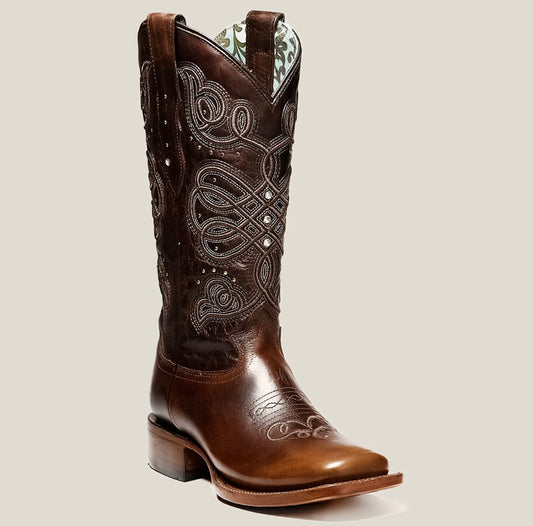 Dark Chocolate Embroidered Cowgirl Boots