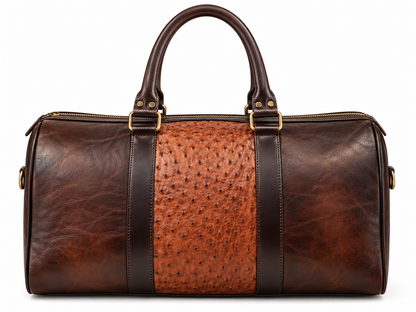Brown Ostrich Leather Western Duffle Bag – Luxury Travel Bag Last Rodeo Western Wear & Hat Bar